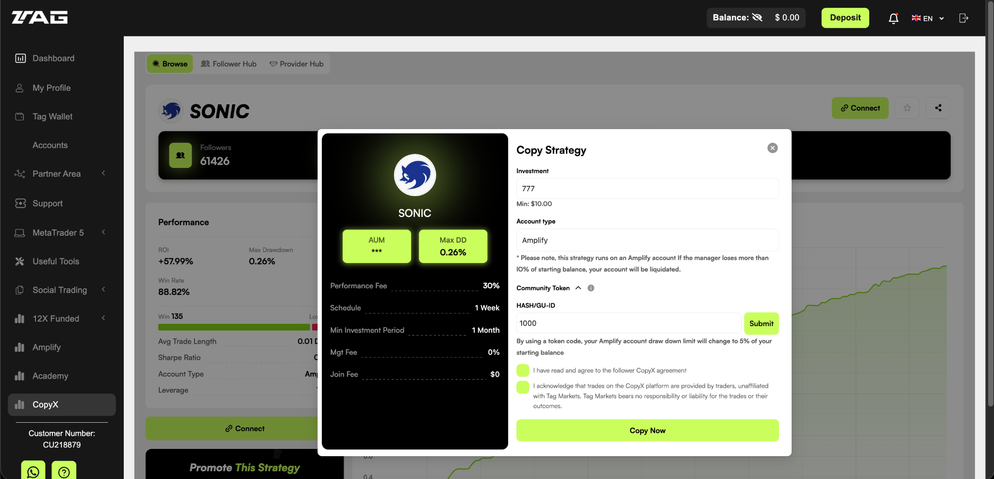 HASH/GU-ID sisestamine ja Copy Now